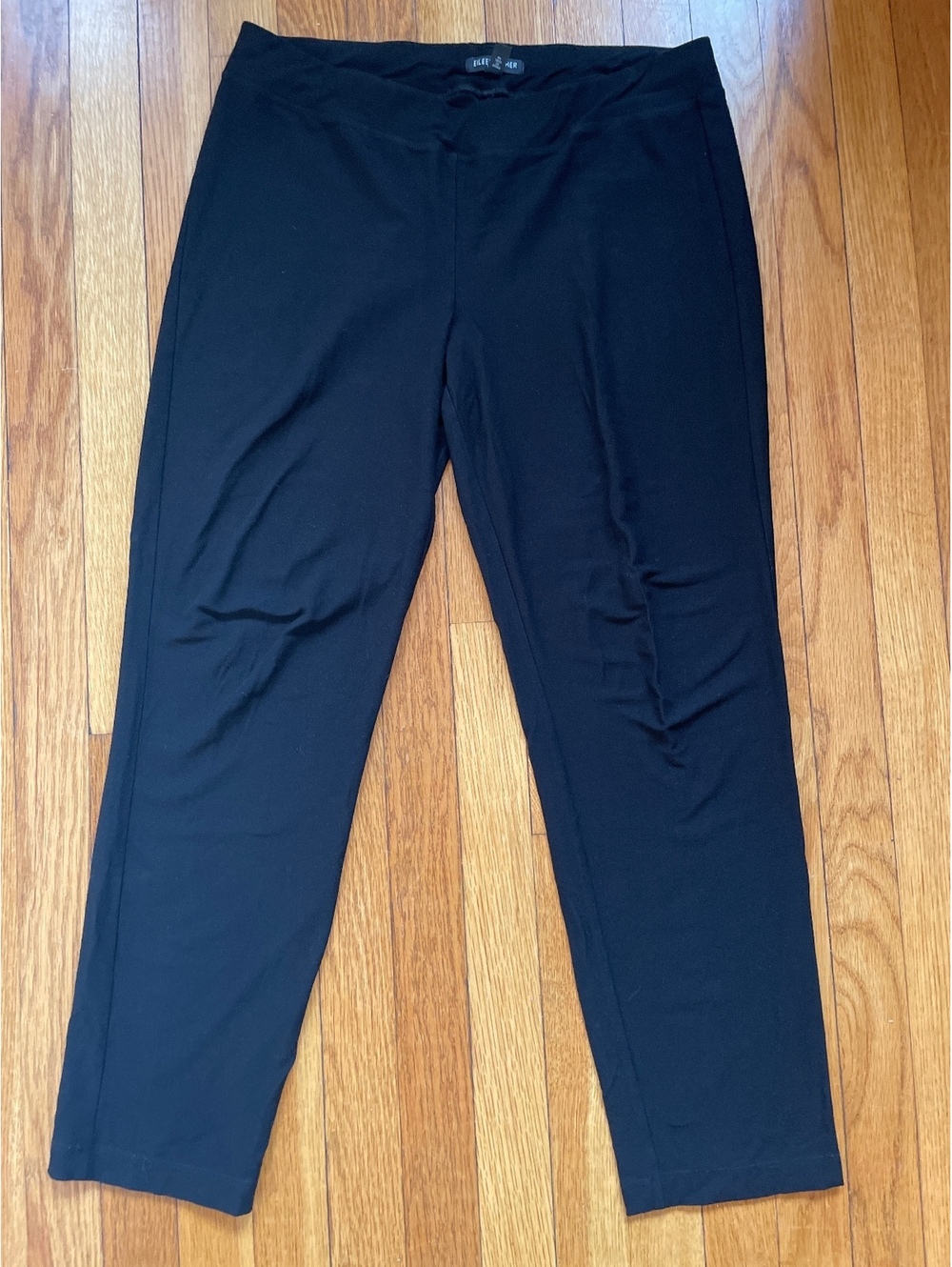Eileen Fisher Black Pull-On Ankle Pants Women PM Petite Straight Ankle Capsule